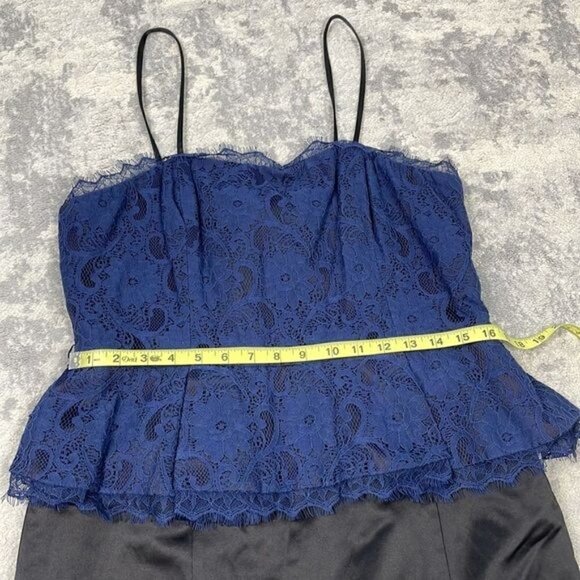 Kate Young for Target Colorblock Peplum Cocktail Party Dress Lace Satin Blue 14 - Picture 10 of 14